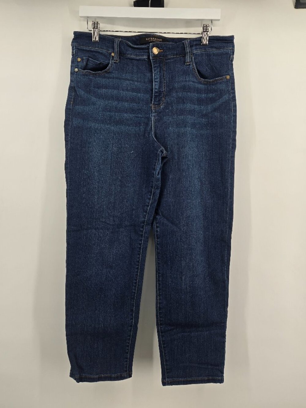 Liverpool Medium Wash Straight Crop 24.5" - 32/14 Medium Wash Blue